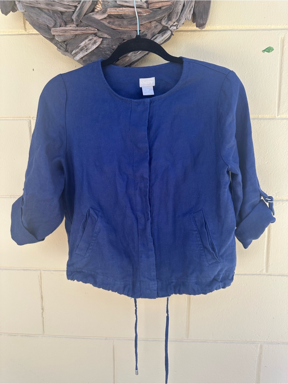 Chico's Deep Blue Casual Drawstring Utility Jacket